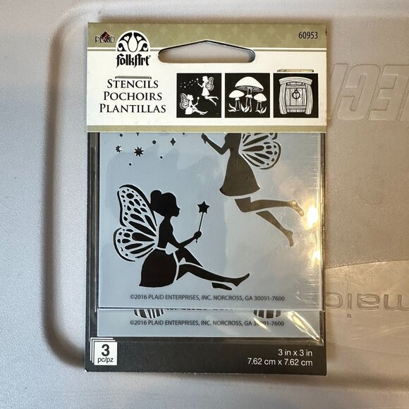 FolkArt Stencils 3-Piece Set - Fairy & Moon Design - 3" x 3" Crafting - Picture 1 of 1